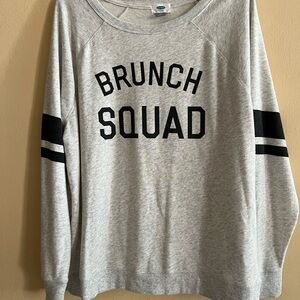 Old Navy Gray 'Brunch Squad' Women's Long Sleeve Sweater